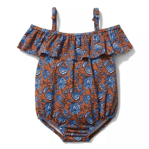Janie and Jack Baby Cold Shoulder Paisley Floral Swimsuit - Picture 1 of 5